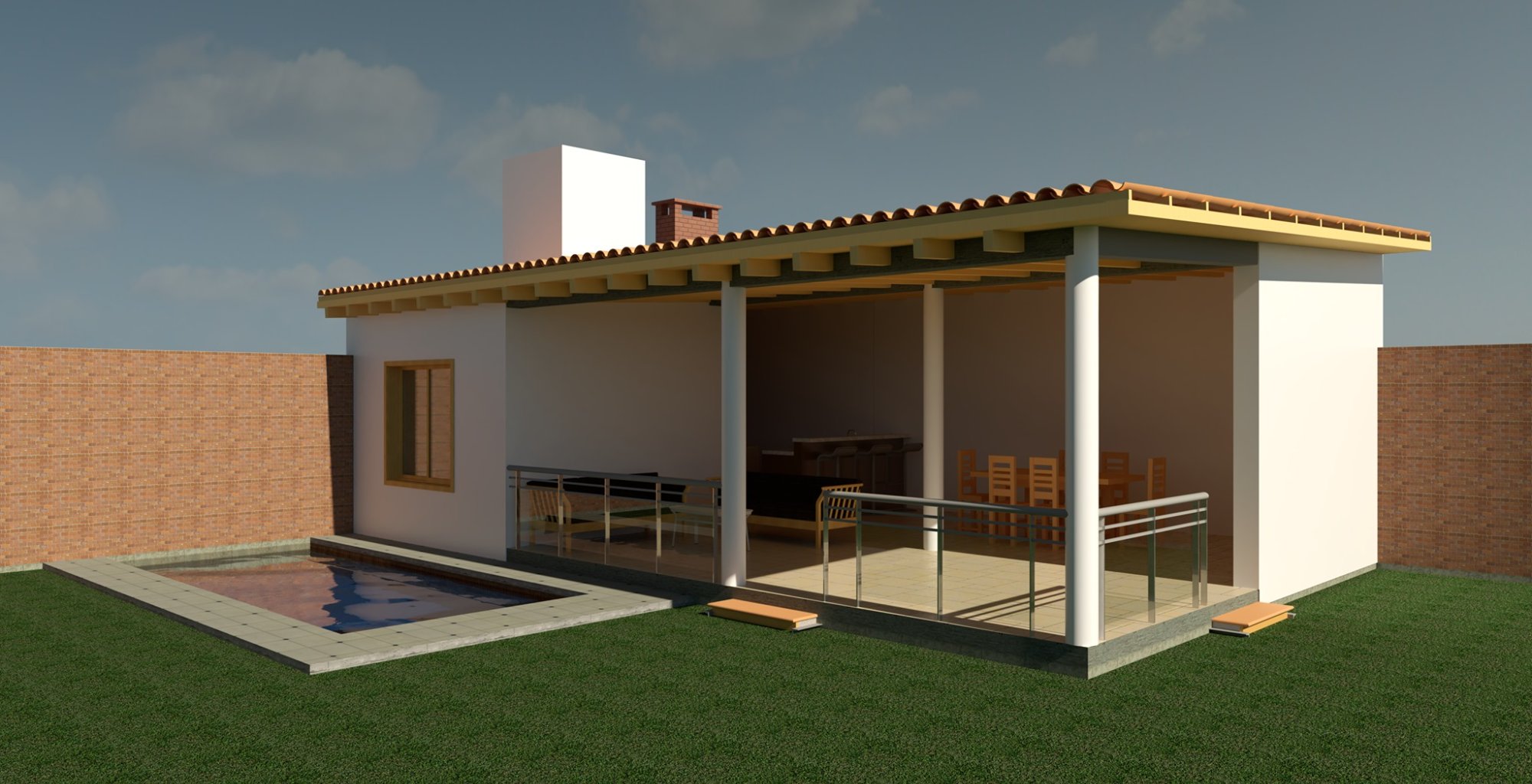 Render · Quincho + Pérgola + Pileta · Proyecto Residencial